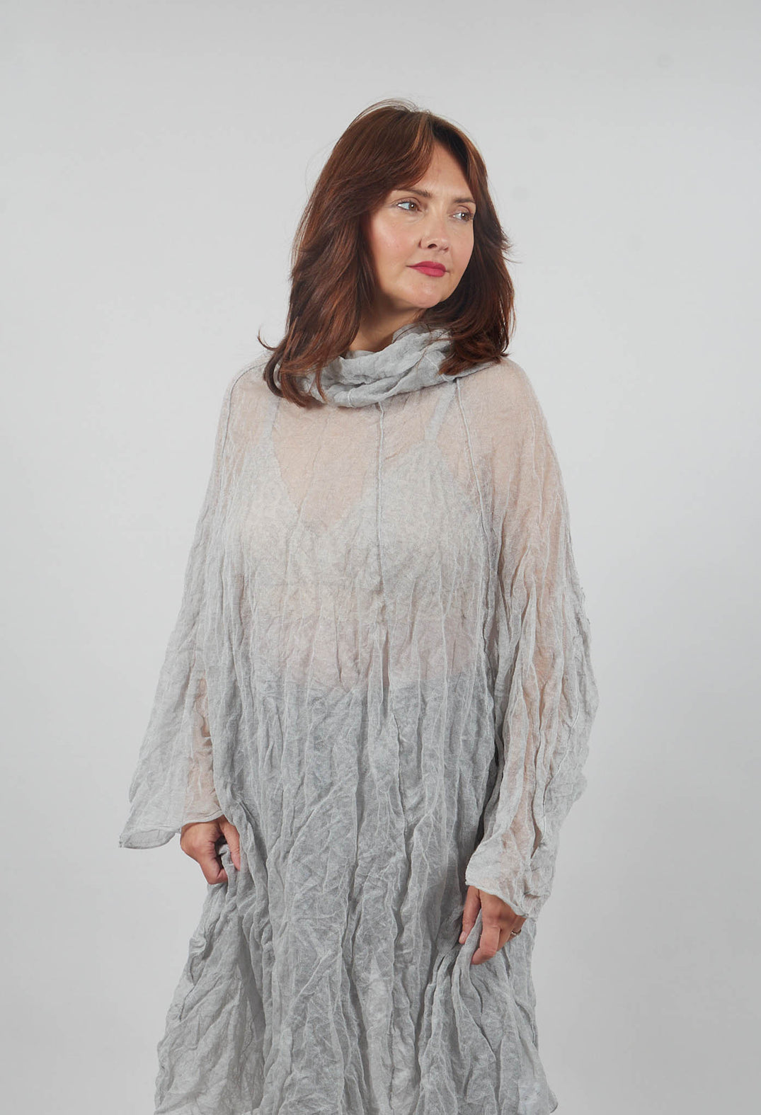 Sheer Knitted Dress in Moon Mel