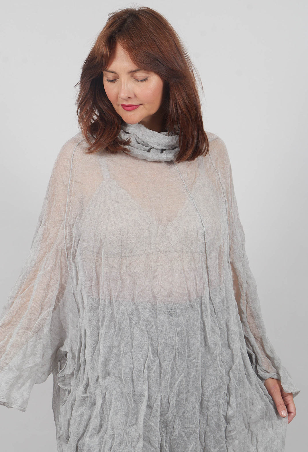 Sheer Knitted Dress in Moon Mel