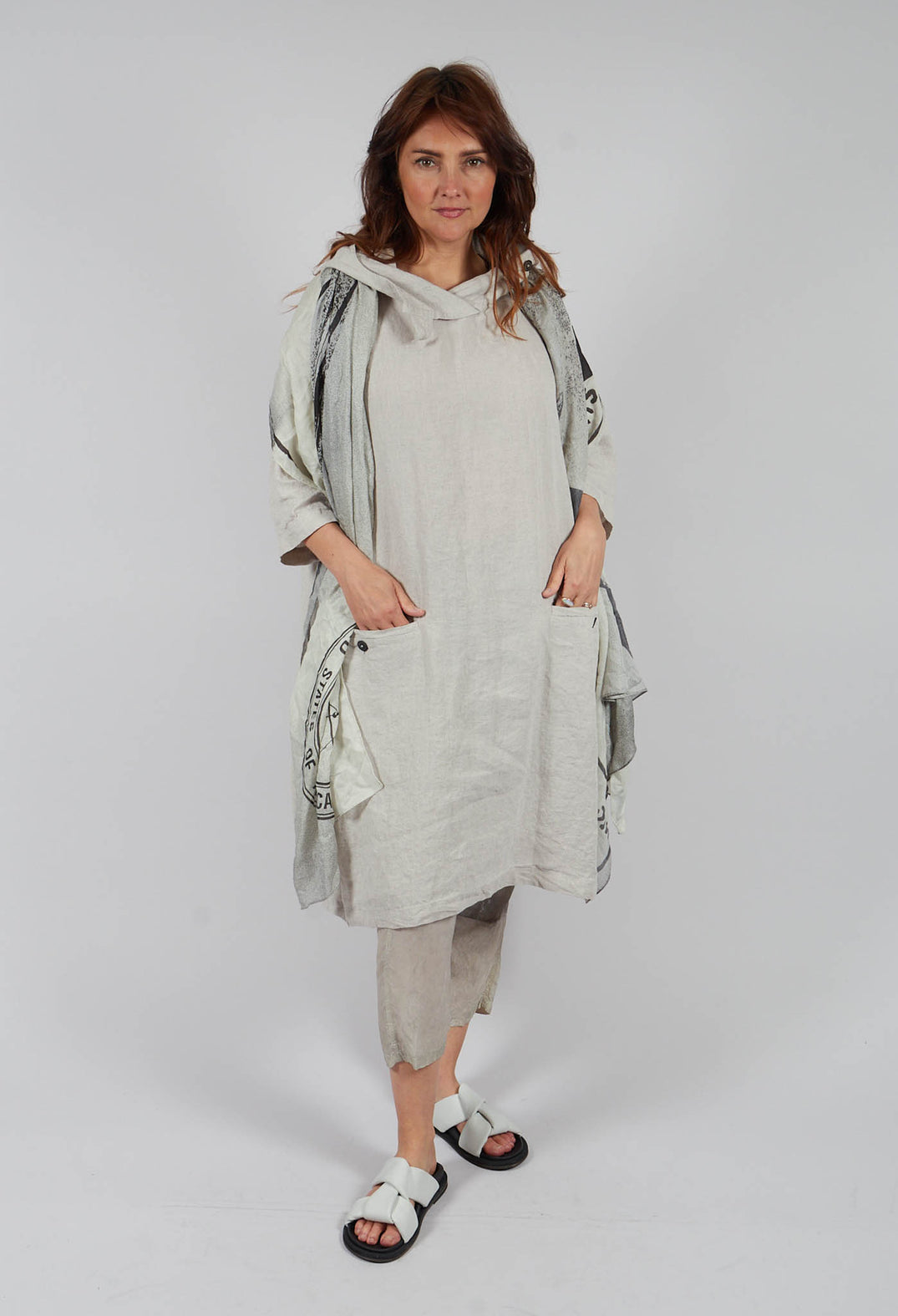 Relaxed Hooded Tunic in Moon Check