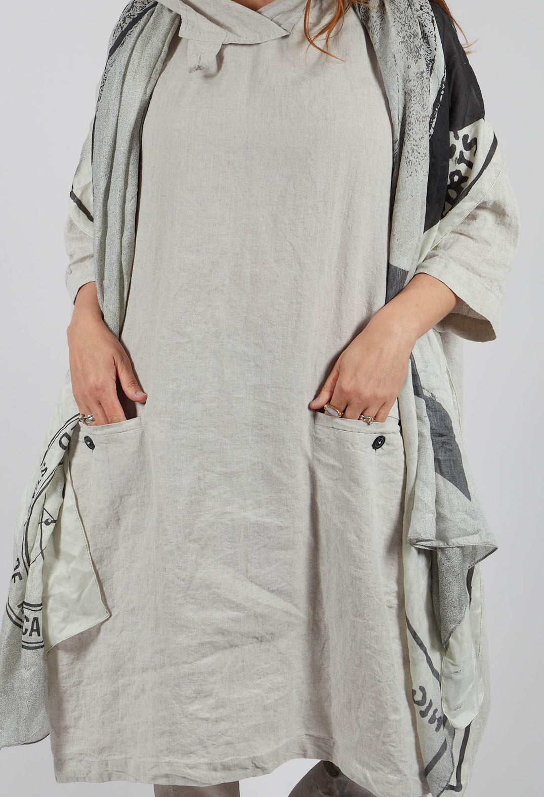 Relaxed Hooded Tunic in Moon Check