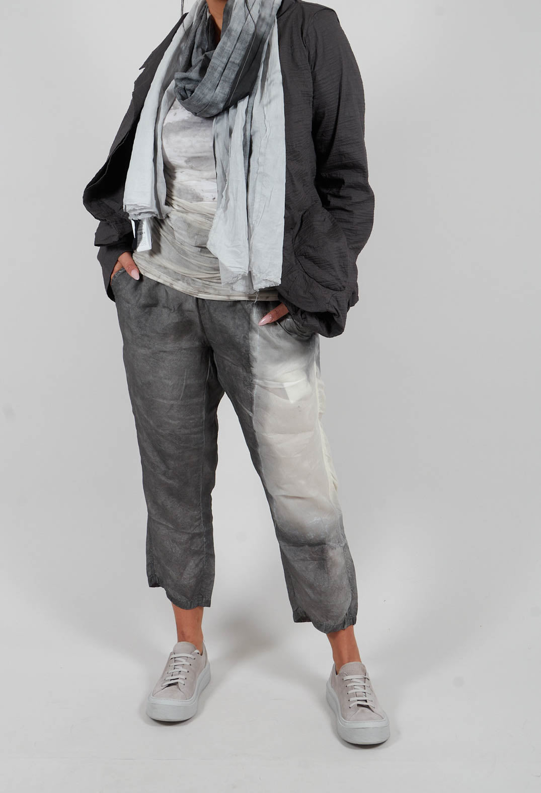 Slim Fit Drawstring Trousers in Asteroid Pigment