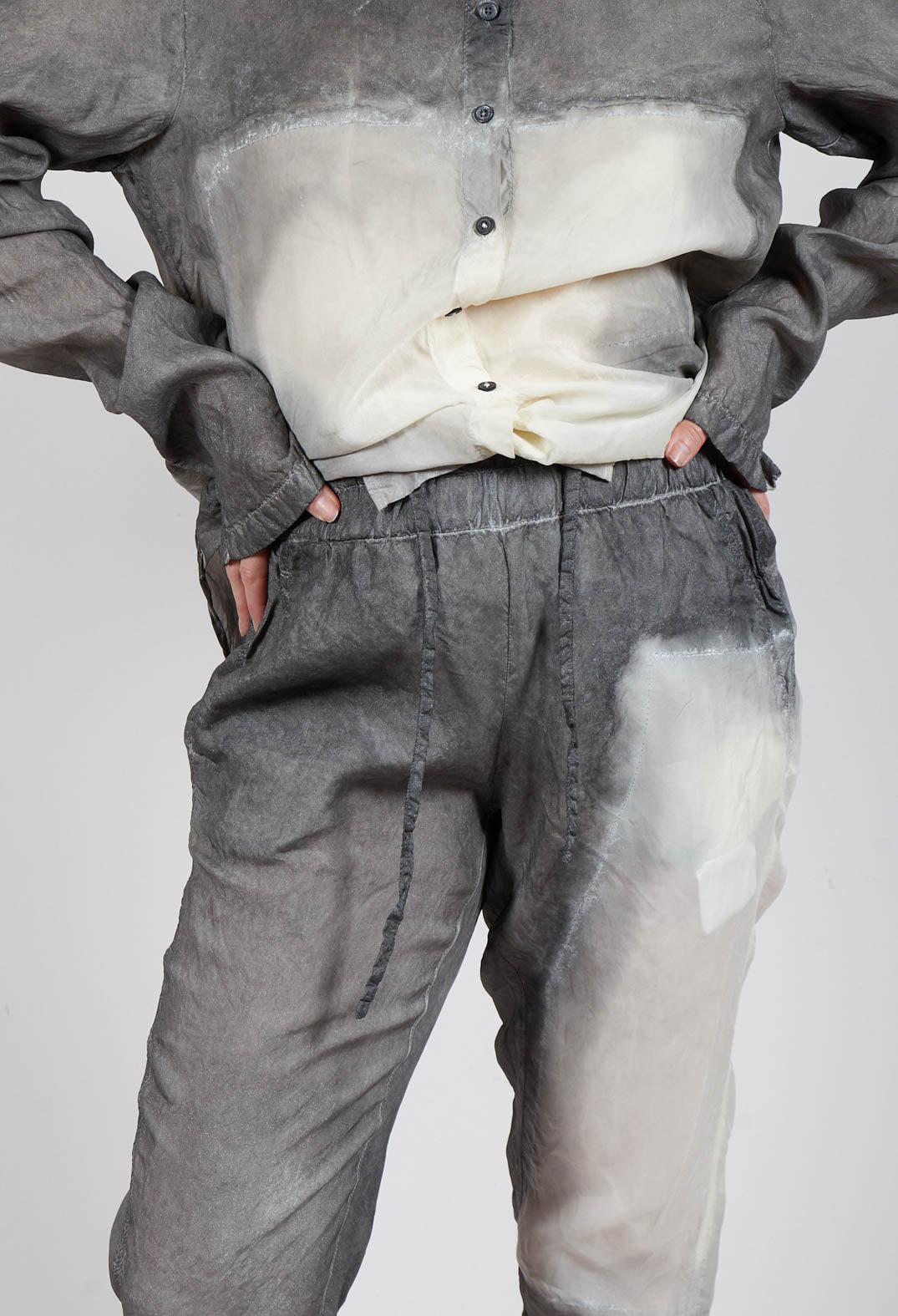 Slim Fit Drawstring Trousers in Asteroid Pigment