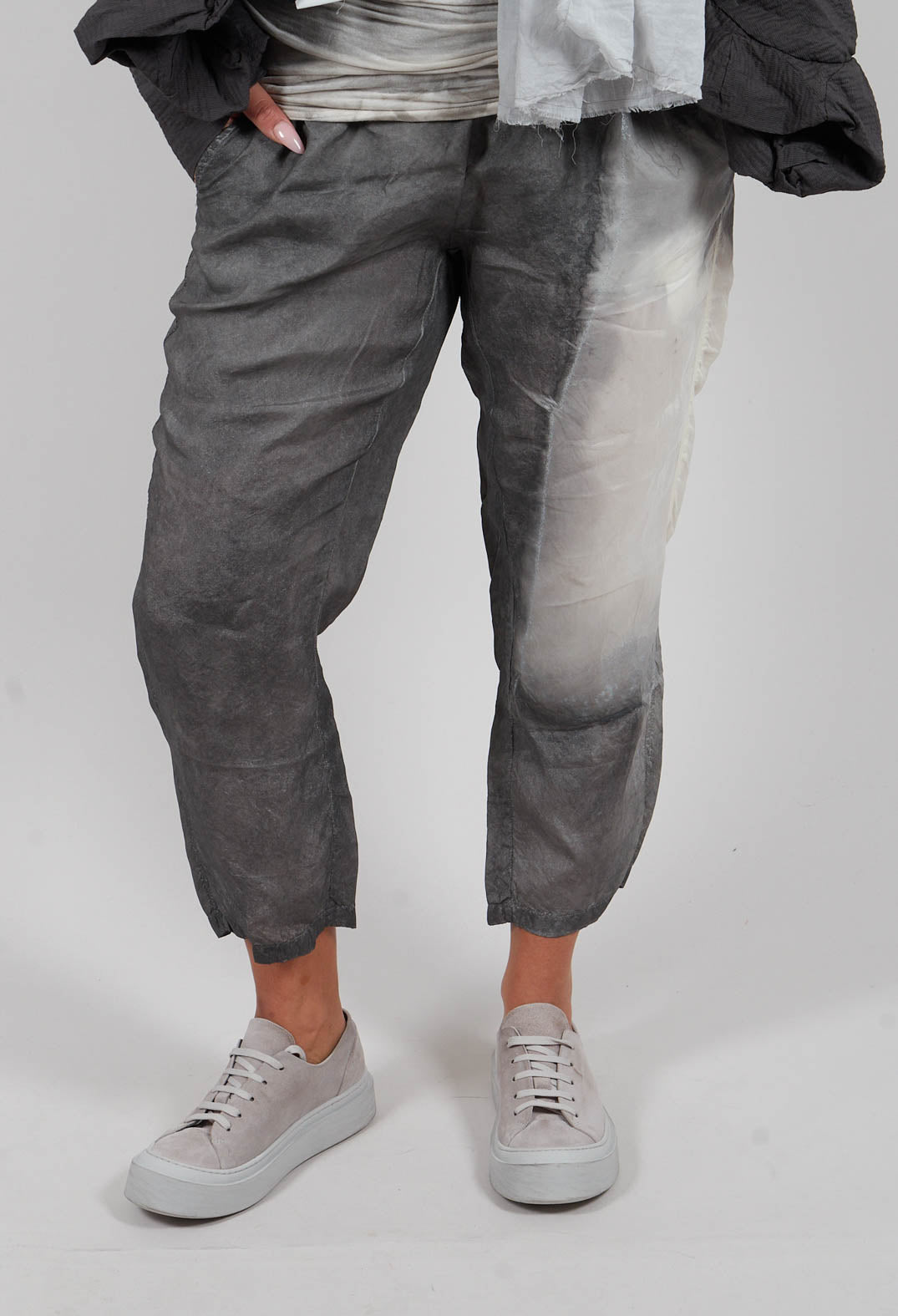 Slim Fit Drawstring Trousers in Asteroid Pigment