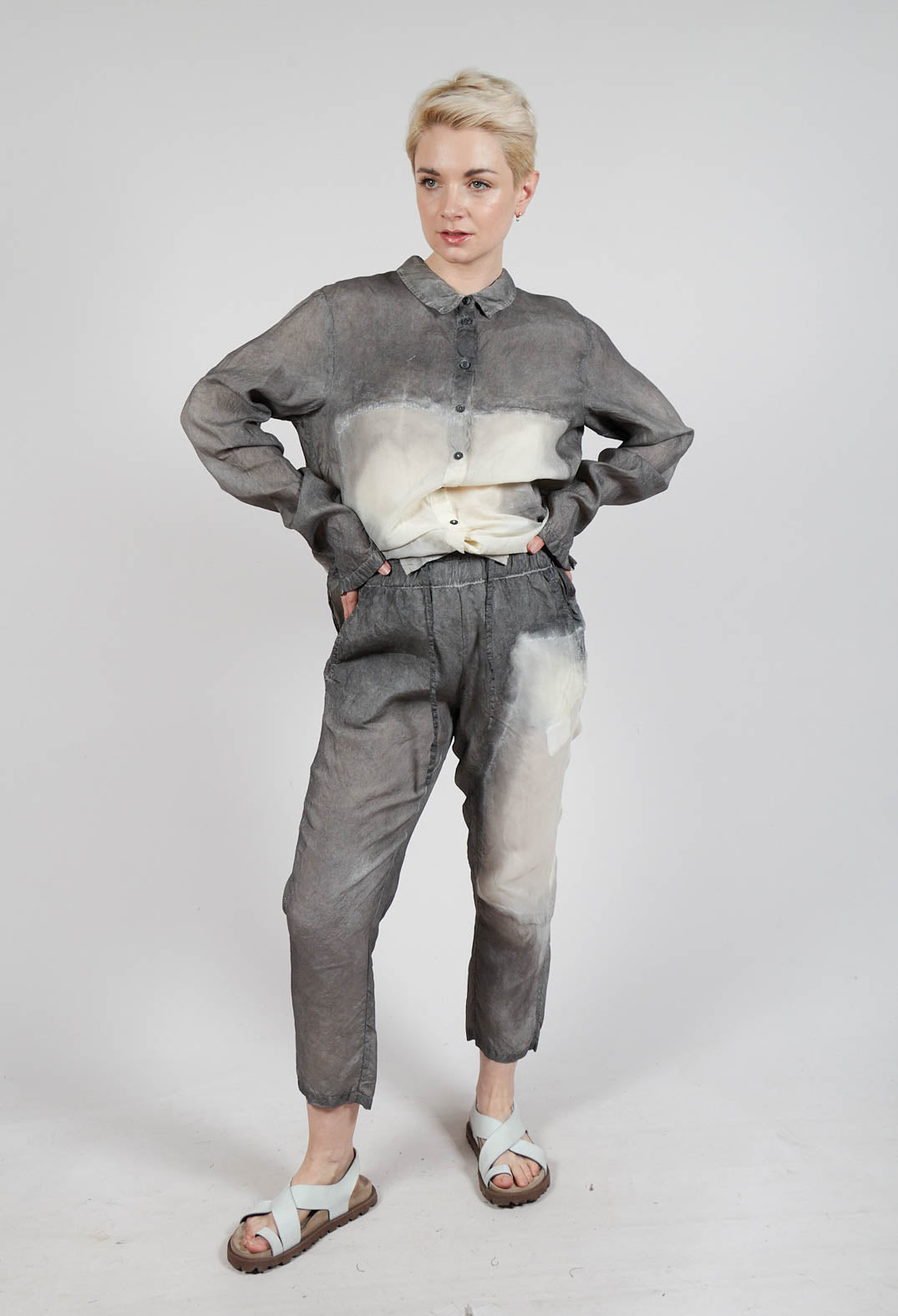 Slim Fit Drawstring Trousers in Asteroid Pigment
