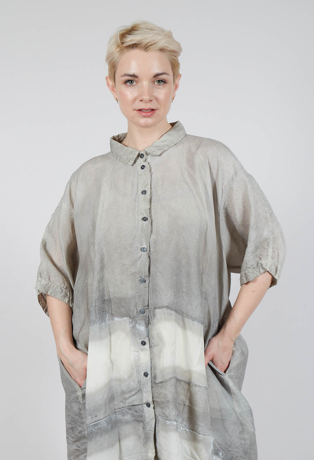 Shirt Dress in Moon Pigment