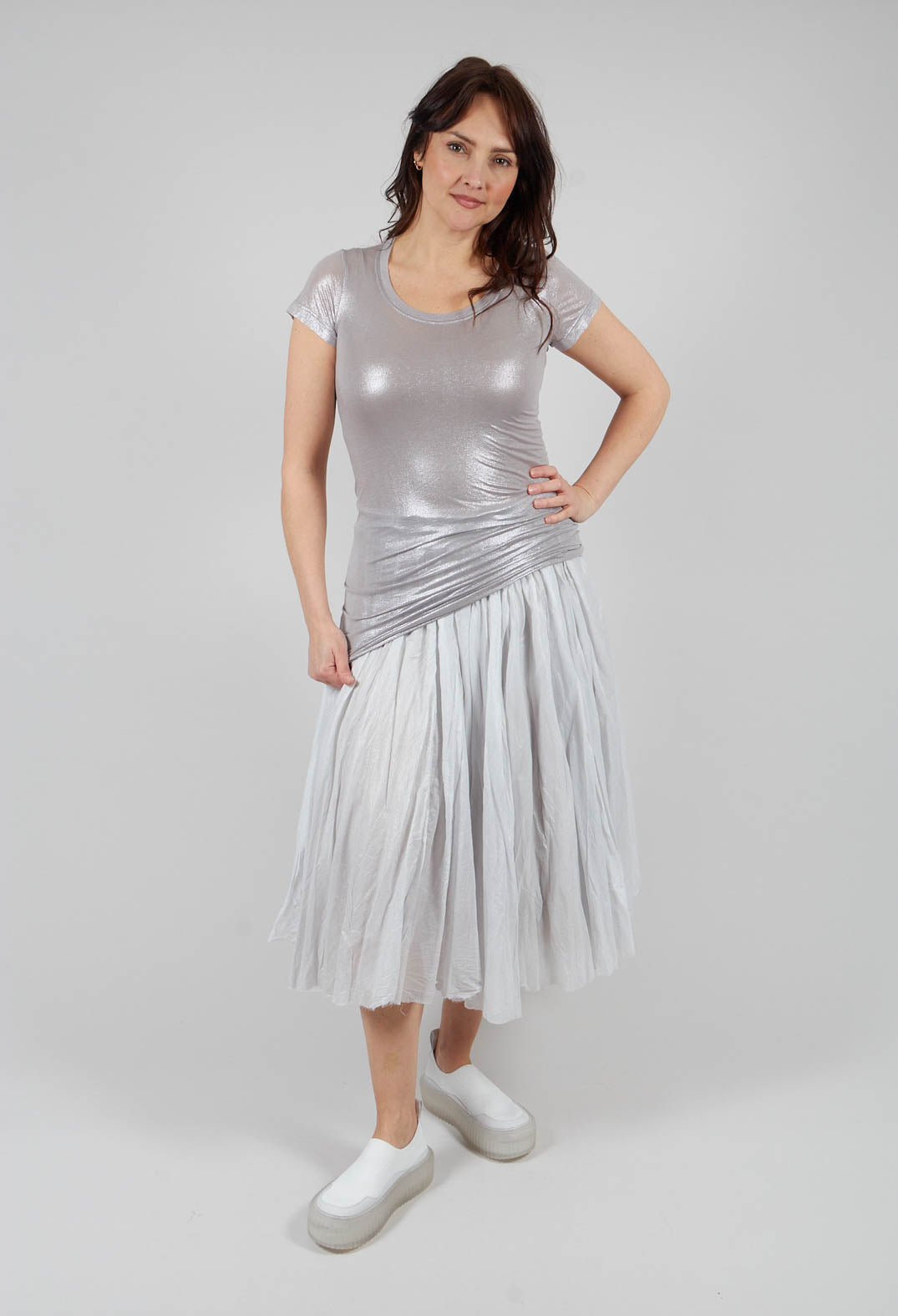 Longline Metallic T-Shirt in Moon Sparkle