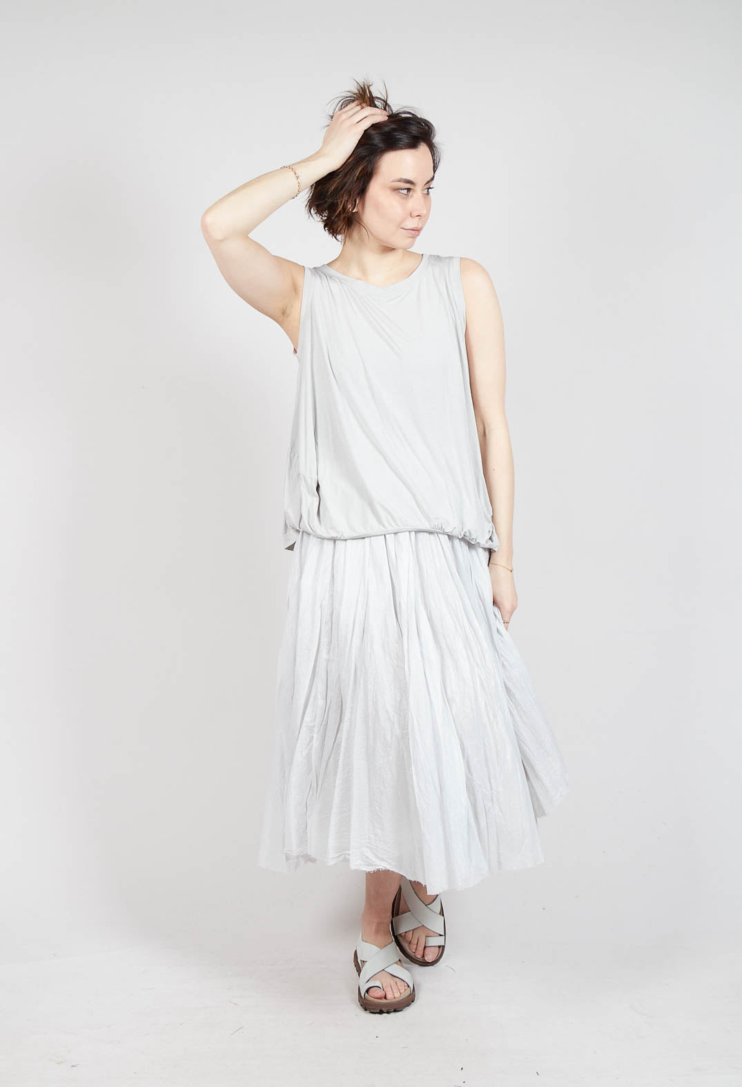 Curved Sleeveless Top in Moon