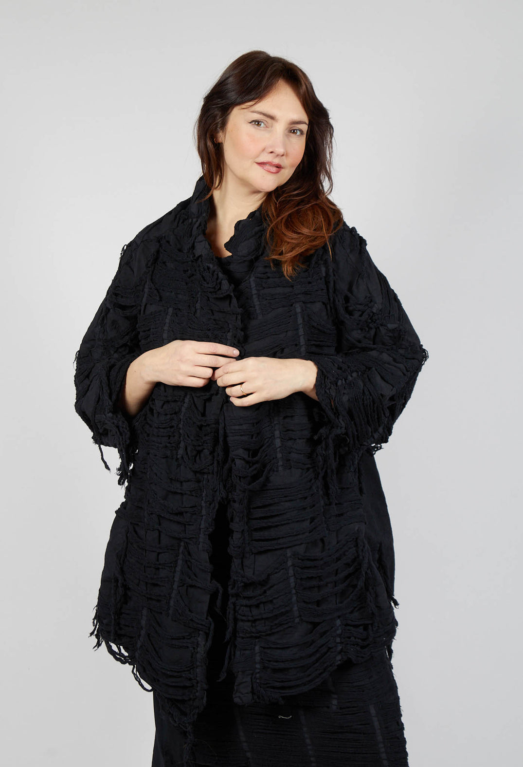 Shredded Coat in Black