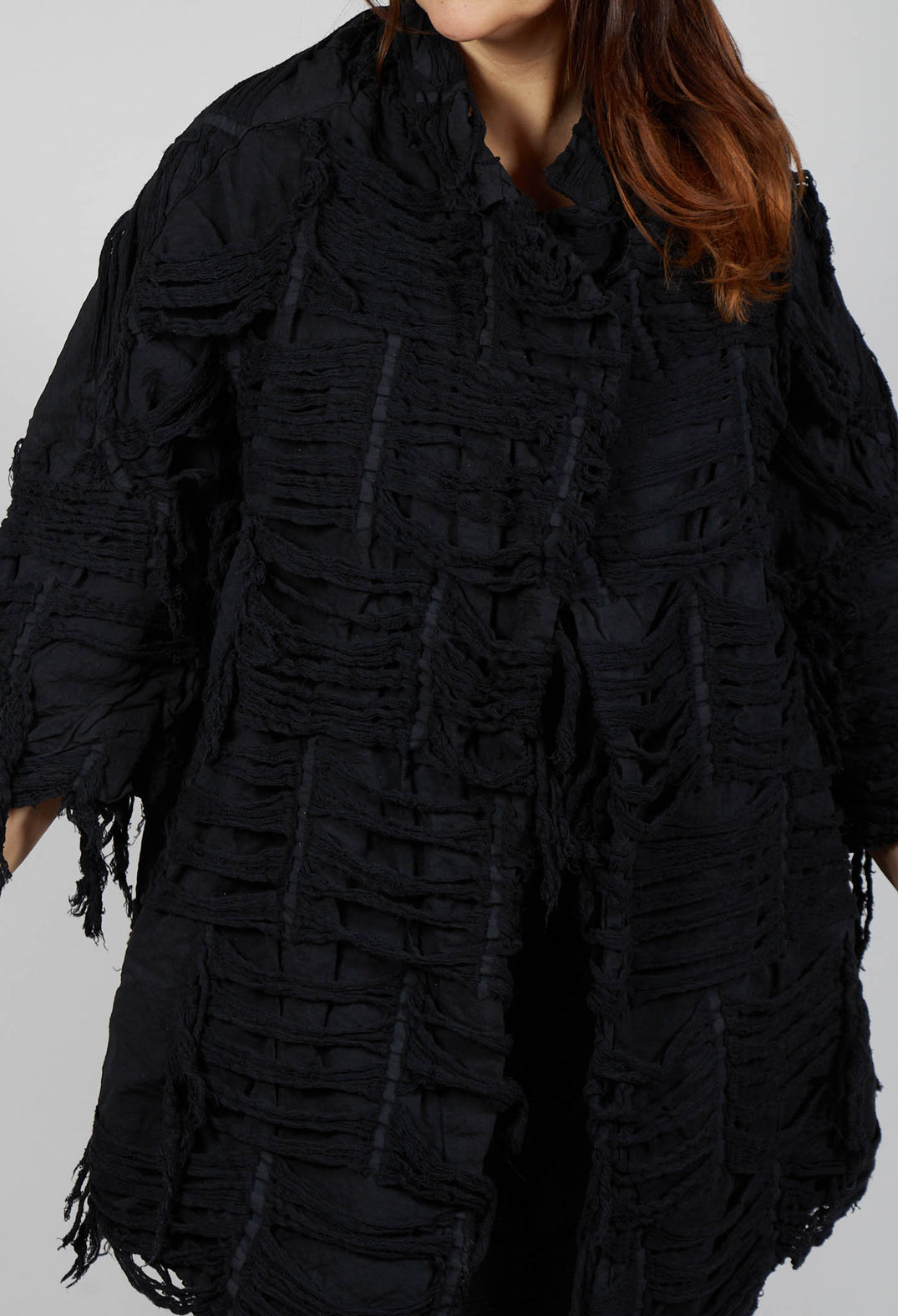 Shredded Coat in Black