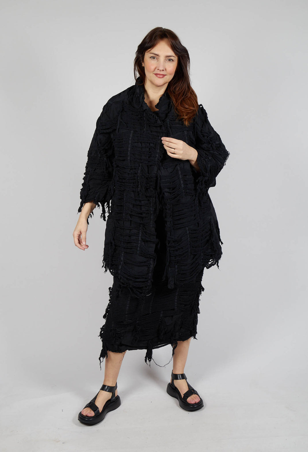 Shredded Coat in Black
