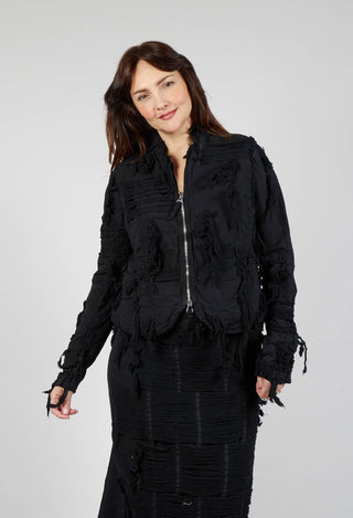Fitted Shredded Jacket in Black