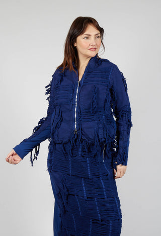 Fitted Shredded Jacket in Ocean