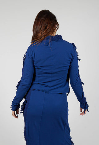 Fitted Shredded Jacket in Ocean