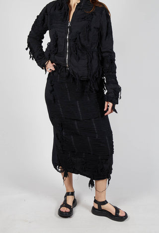 Shredded Front Skirt in Black