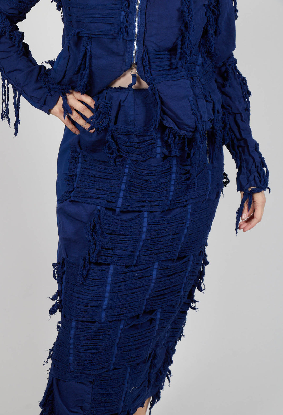 Shredded Front Skirt in Ocean
