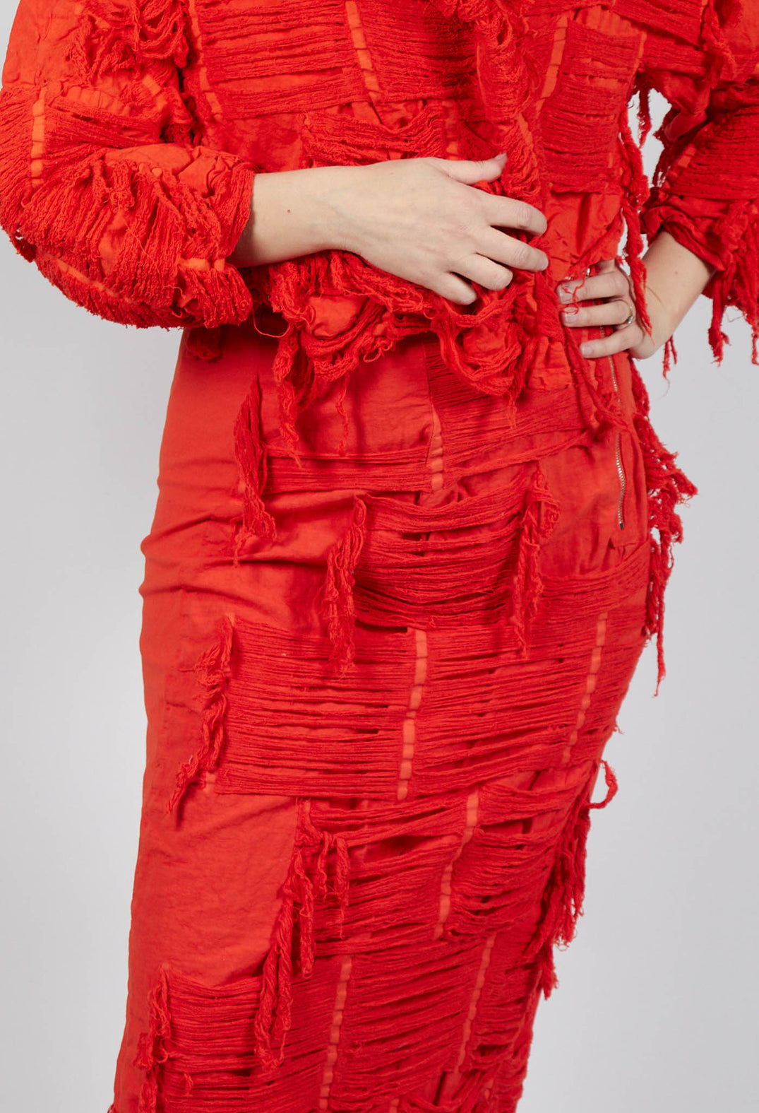 Shredded Front Skirt in Mandarine