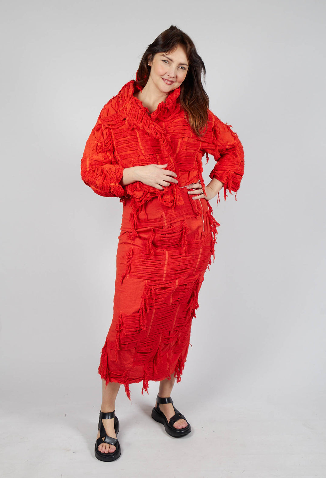 Shredded Front Skirt in Mandarine