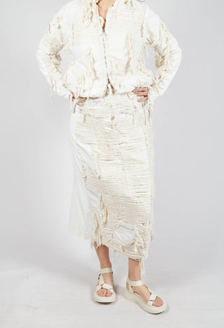 Shredded Front Skirt in Greige