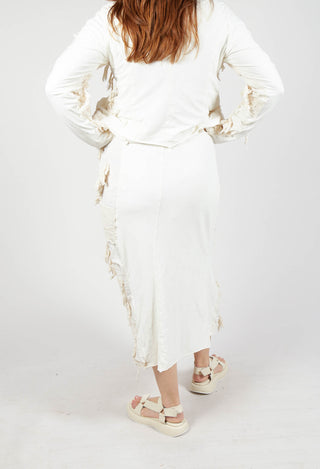 Shredded Front Skirt in Greige