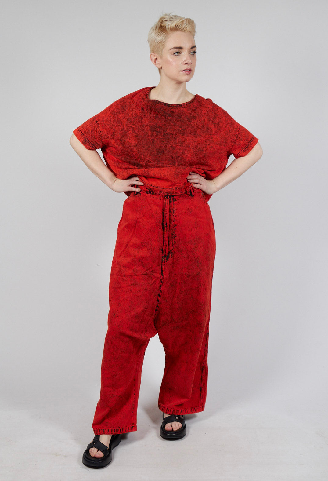 High-Waisted Drop-Crotch in Mandarine Dye