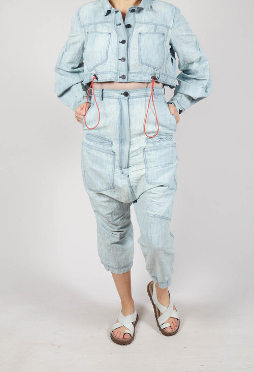Drop-Crotch Straight Leg Jeans in Semibleach