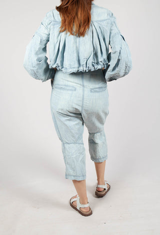 Drop-Crotch Straight Leg Jeans in Semibleach