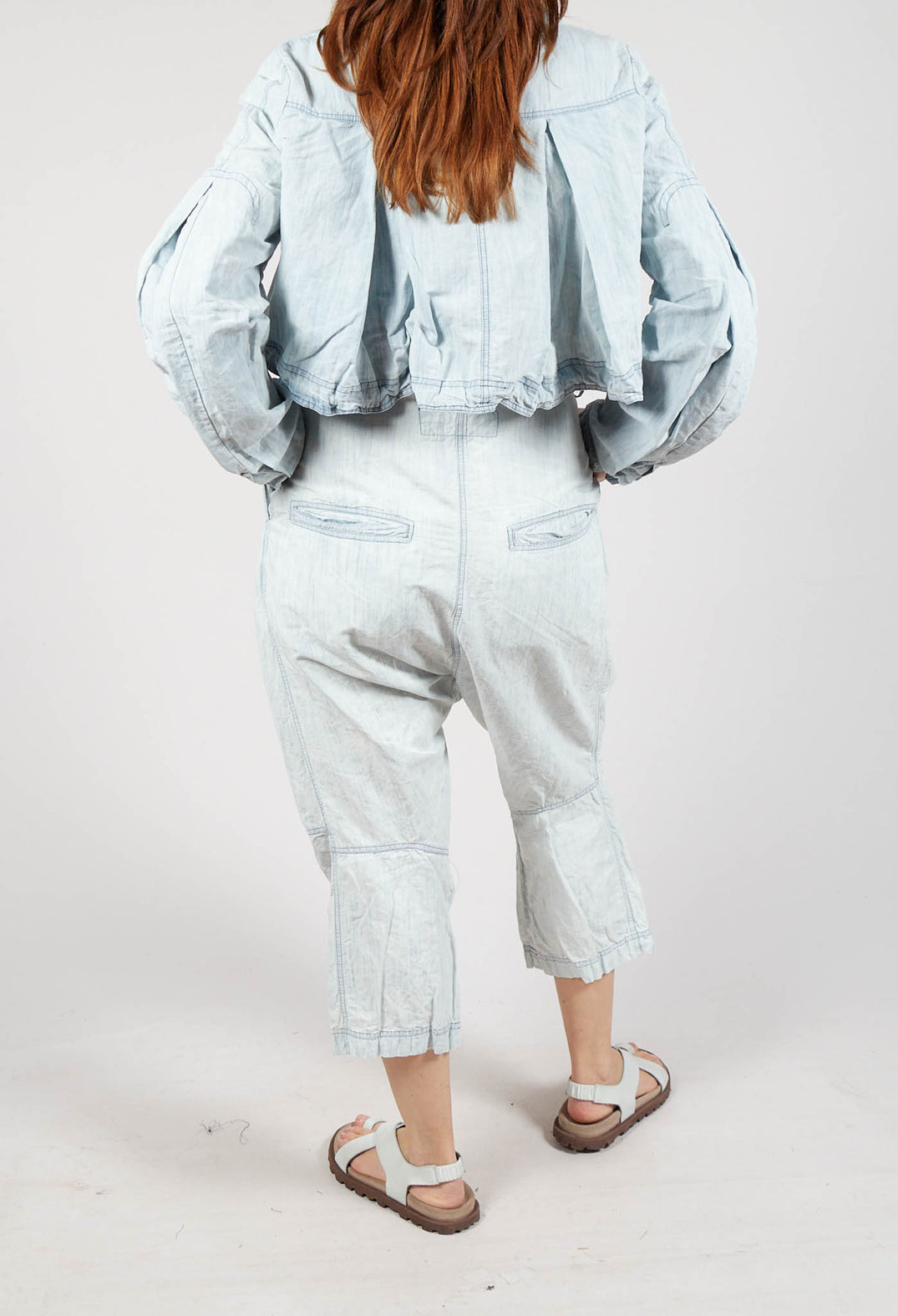 Drop-Crotch Straight Leg Jeans in Bleachwash