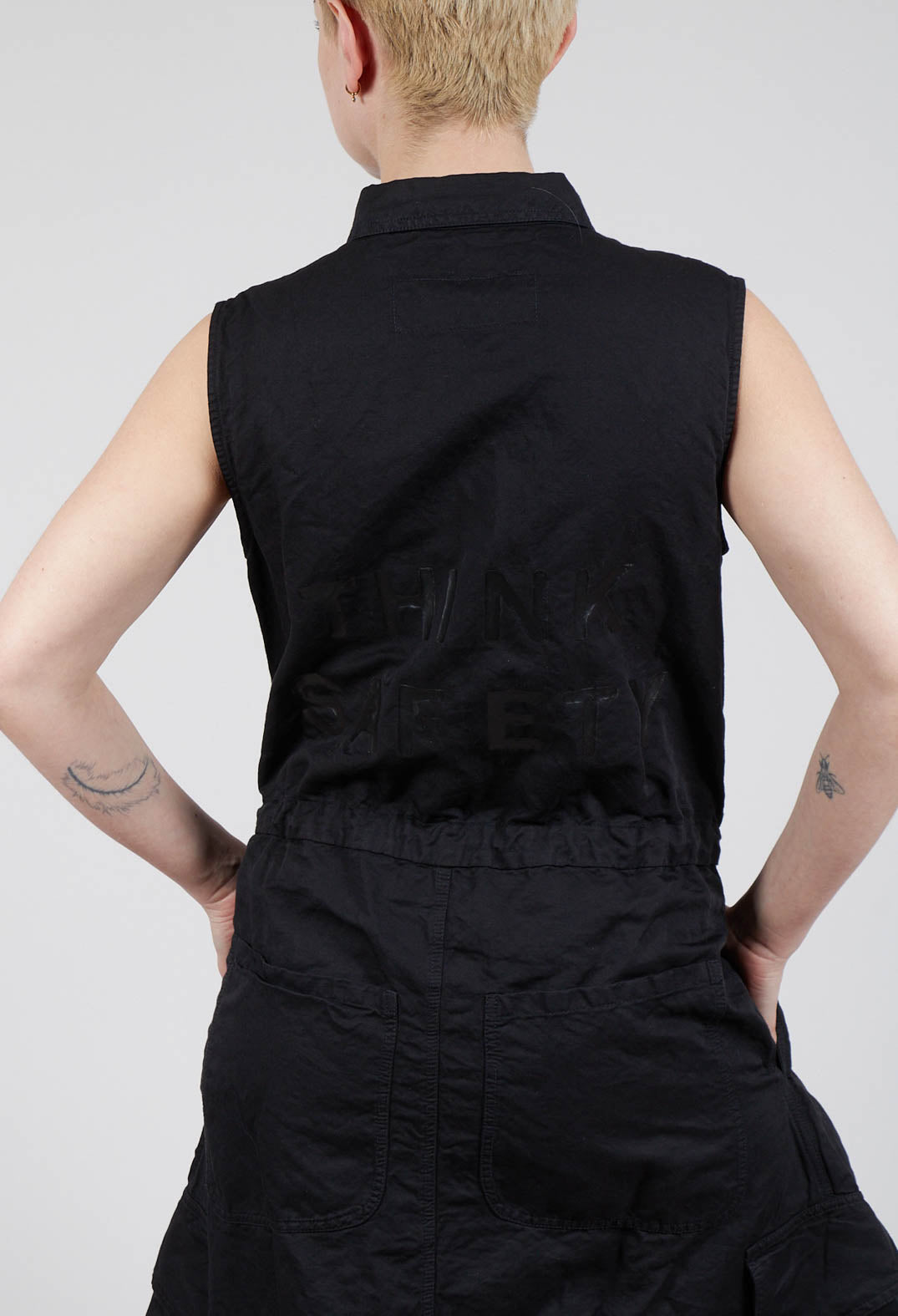 Sleeveless Button-Down Dress in Black