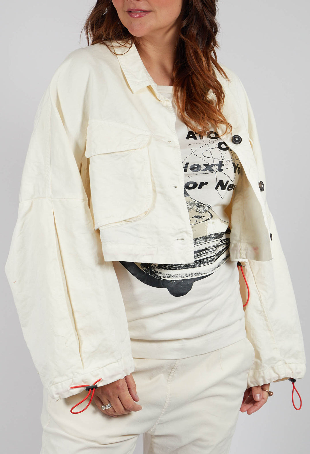 Cropped Utility Jacket in Greige