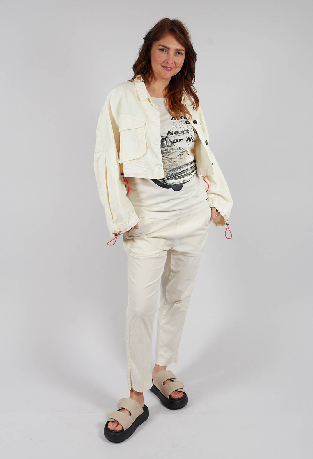 Straight-Leg Trousers with Button-Flap Back Pockets in Greige