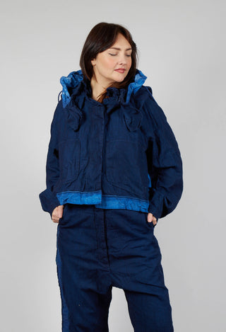 Hooded Dipped Back Jacket in Ocean Dye
