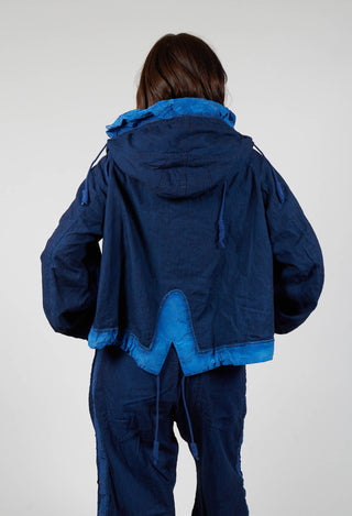 Hooded Dipped Back Jacket in Ocean Dye