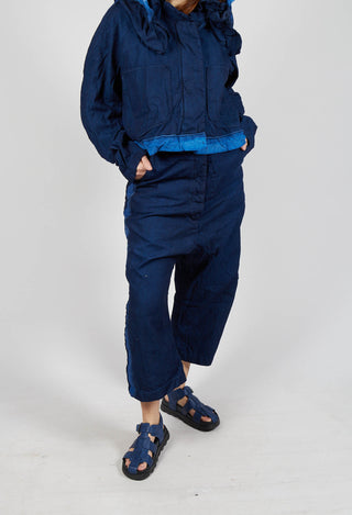 Extreme Drop-Crotch Midi Jeans in Ocean Dye