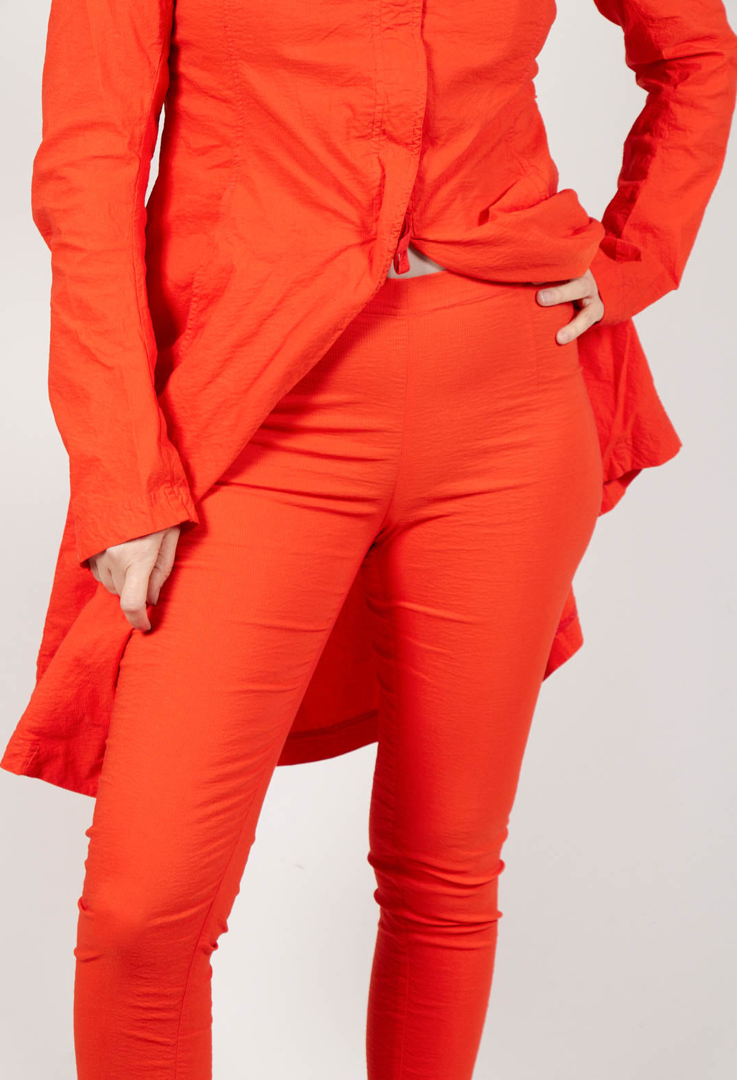 Skinny Fit Mid-Waist Trousers in Mandarine
