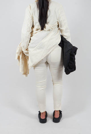 Skinny Fit Mid-Waist Trousers in Greige