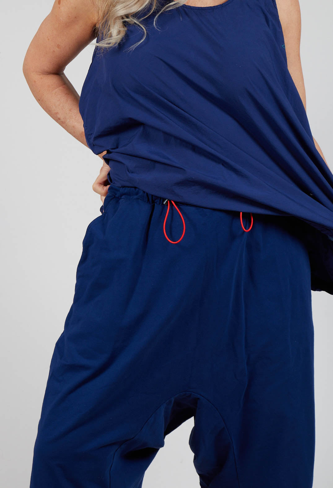 Cropped Drop-Crotch Trousers in Ocean