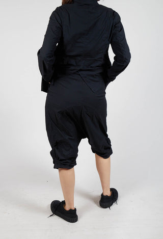 Gathered Hem Cropped Trousers in Black