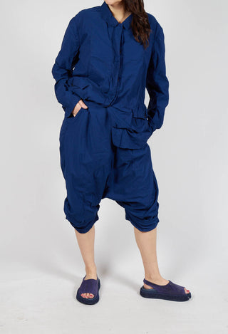 Gathered Hem Cropped Trousers in Ocean