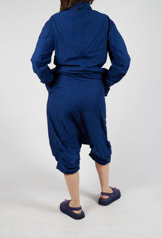 Gathered Hem Cropped Trousers in Ocean