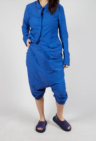 Gathered Hem Cropped Trousers in Royal