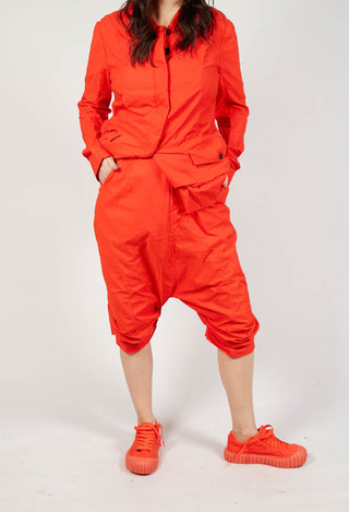 Gathered Hem Cropped Trousers in Mandarine