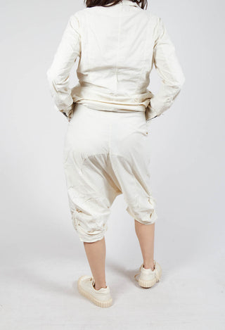 Gathered Hem Cropped Trousers in Greige