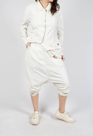 Gathered Hem Cropped Trousers in Greige