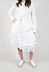 Gathered Midi Skirt with Back Button-Flap Pockets in Semi Bleach