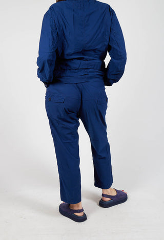 Straight-Leg Trousers with Button-Flap Back Pockets in Ocean