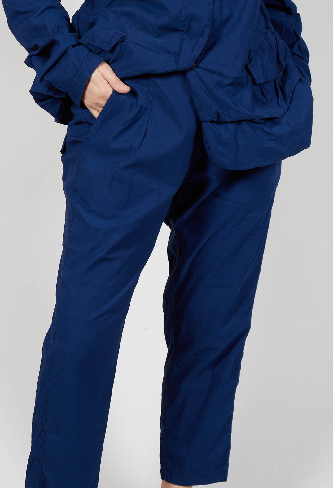 Straight-Leg Trousers with Button-Flap Back Pockets in Ocean