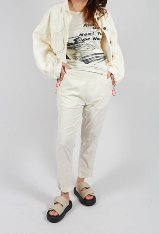 Straight-Leg Trousers with Button-Flap Back Pockets in Greige