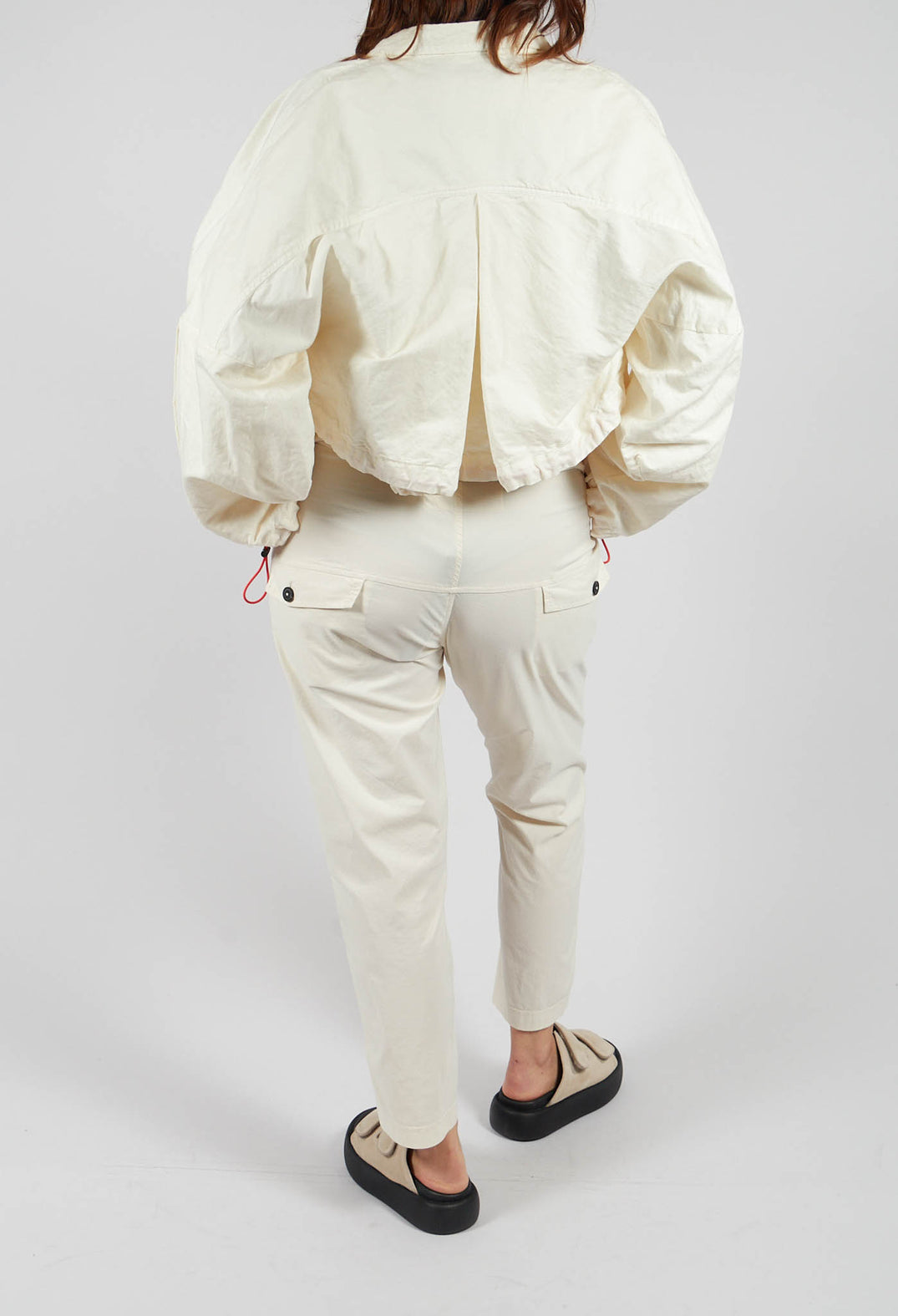 Straight-Leg Trousers with Button-Flap Back Pockets in Greige
