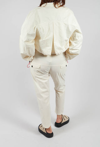 Straight-Leg Trousers with Button-Flap Back Pockets in Greige
