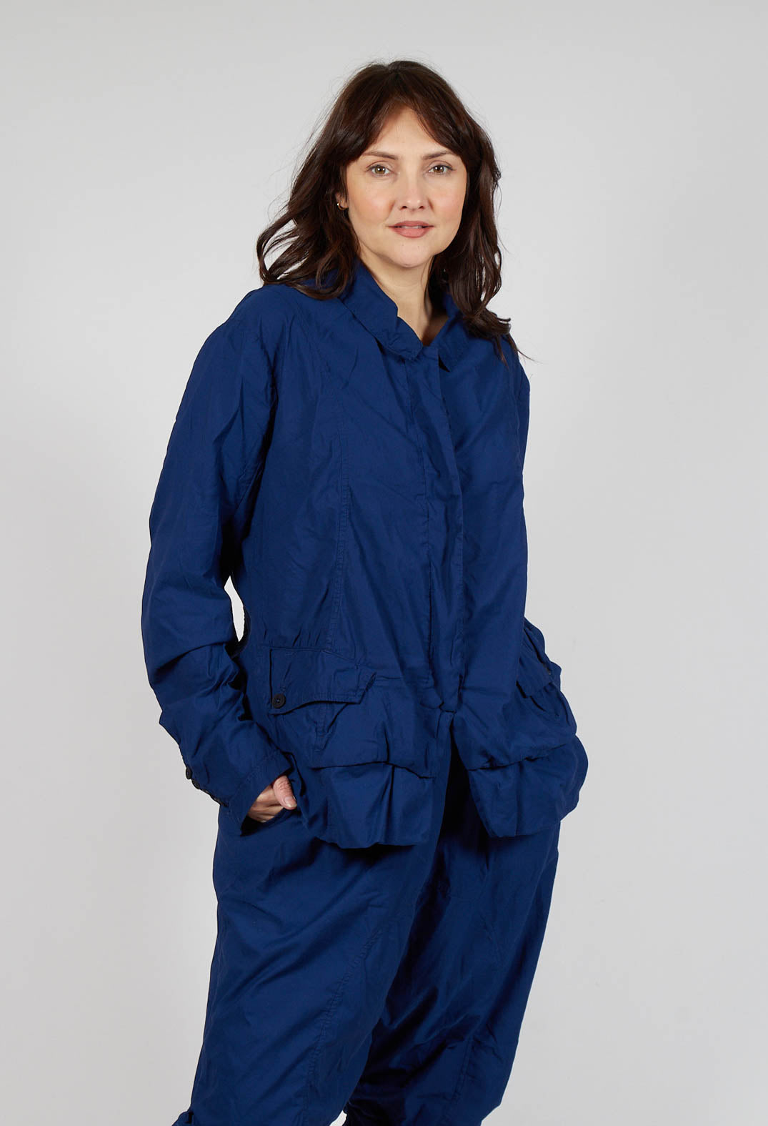 Tailored Layered Hem Jacket in Ocean